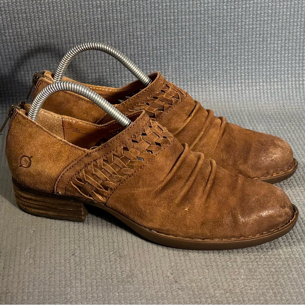 Born‎ Katharina Brown Leather Ankle Bootie Back Zip Women's Size 7.5